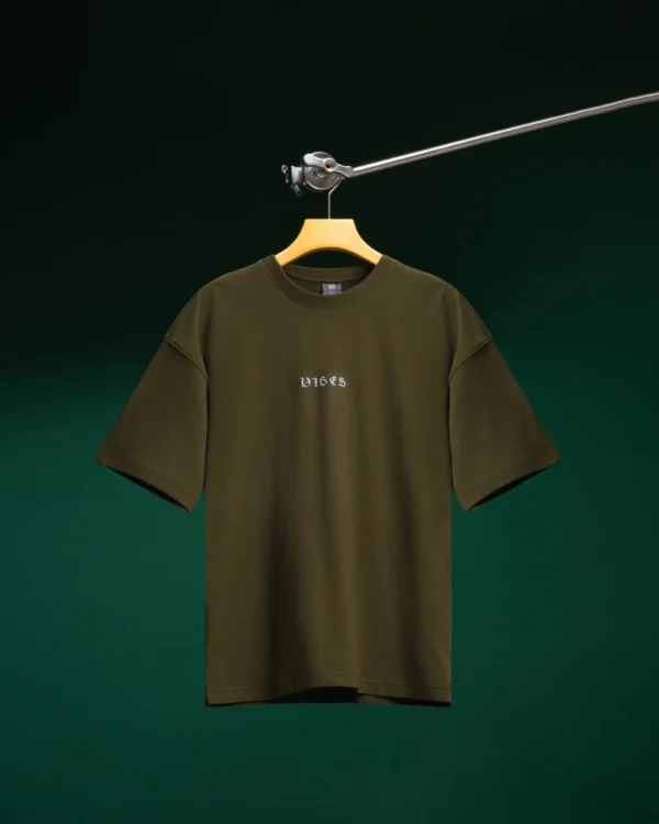 Solid Olive Drop Shoulder