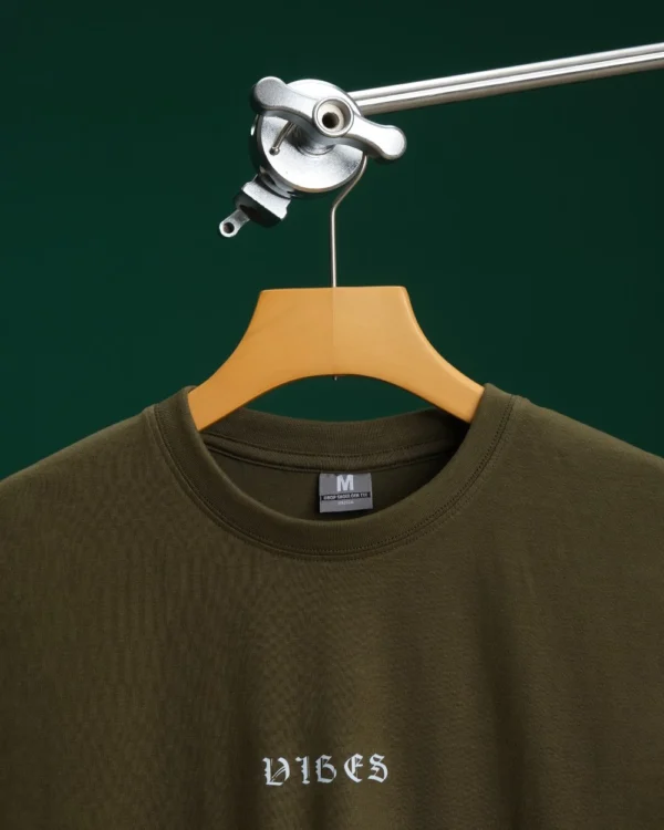 Solid Olive Drop Shoulder