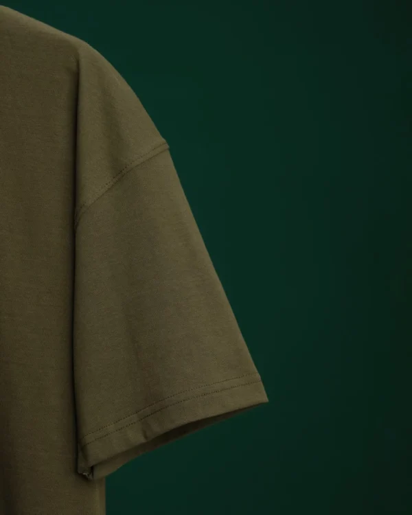 Solid Olive Drop Shoulder