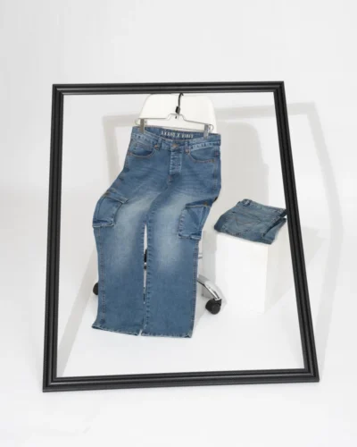 Mid Blue Bootcut Cargo Jeans