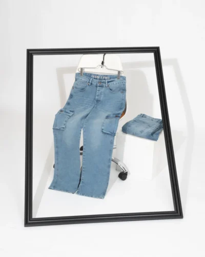 Light Blue Bootcut Cargo Jeans