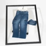 Dark Blue Bootcut Cargo Jeans