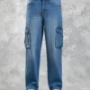 Baggy Cargo Jeans Mid Blue