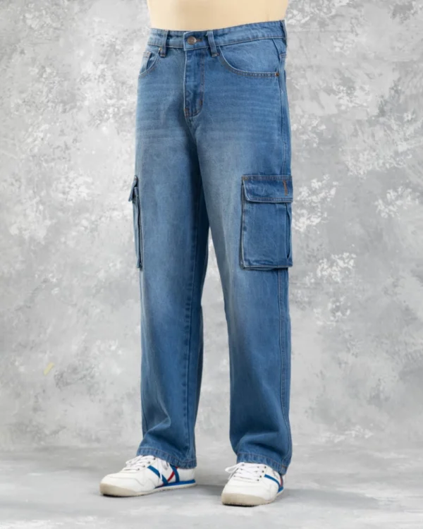 Baggy Cargo Jeans Mid Blue