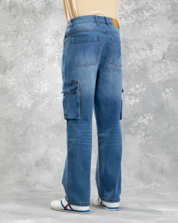 Baggy Cargo Jeans Mid Blue