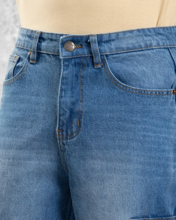 Baggy Cargo Jeans Mid Blue