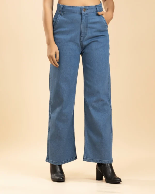 High Waisted Women's Jeans Ash Blue