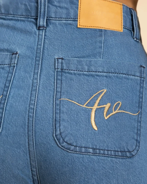 High Waisted Women's Jeans Ash Blue