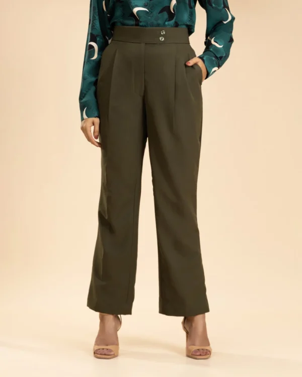 Olive Flare Cut Pant